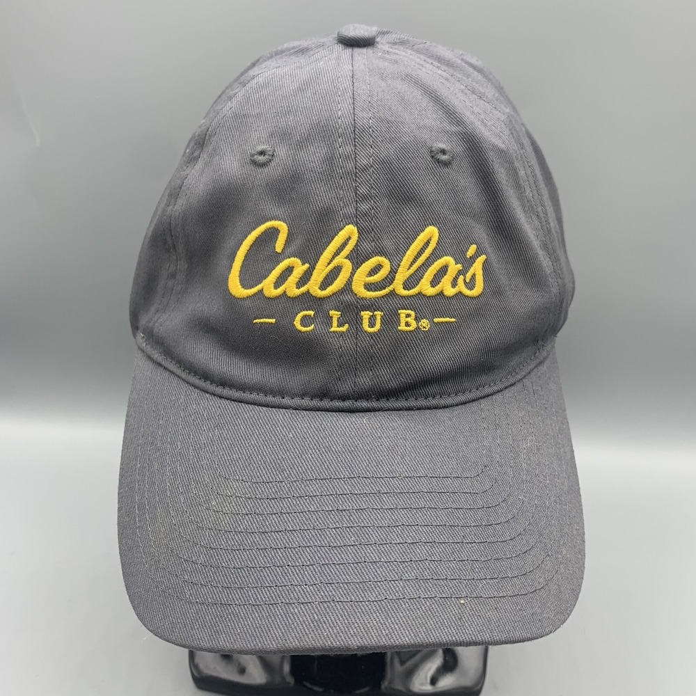 Cabela's Club Hat Gray Yellow Embroidered Adjustable Strapback Baseball Cap